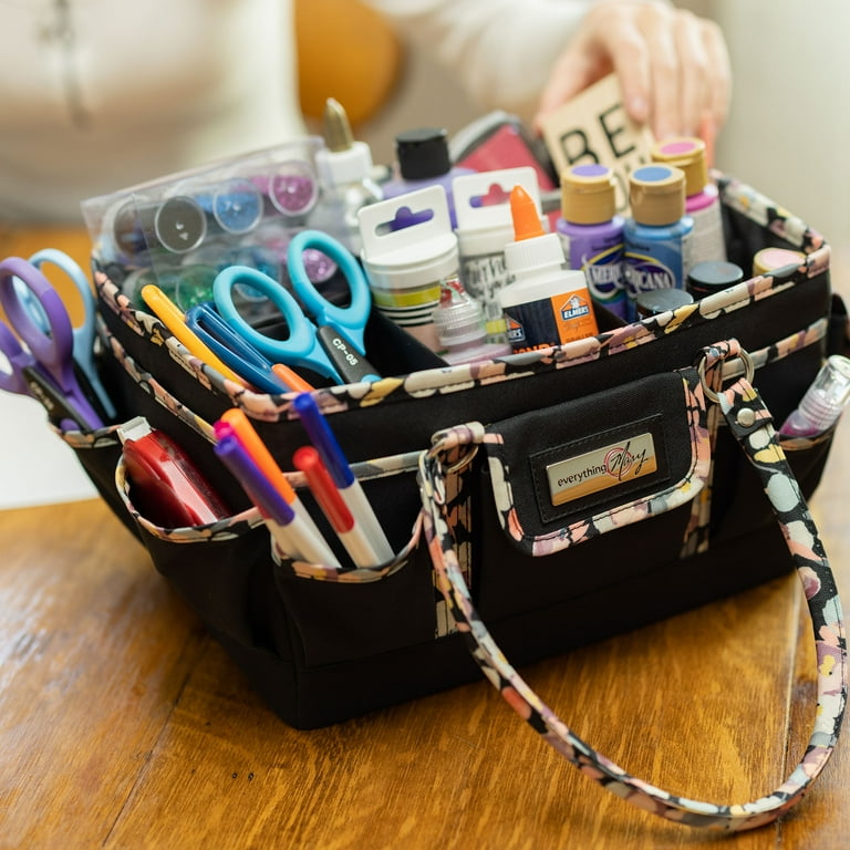 Everything Mary Deluxe Store and Tote Black Floral Caddy for