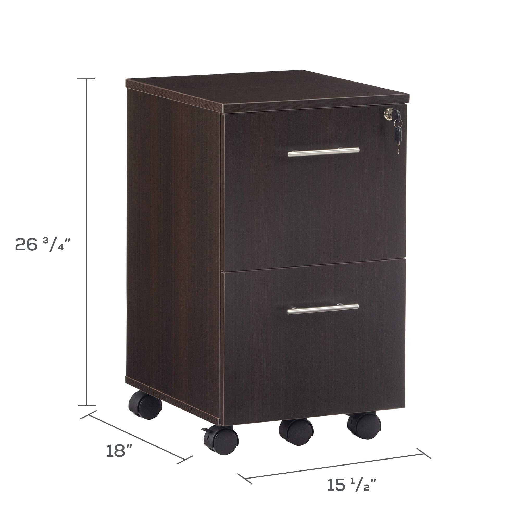 Scranton &amp; Co File Cabinet with 2 Drawers &amp; 1 Lock, Rolling Mobile and Portable File Cabinet with Wheels for Documents, A4/Letter/Legal(Mocha)