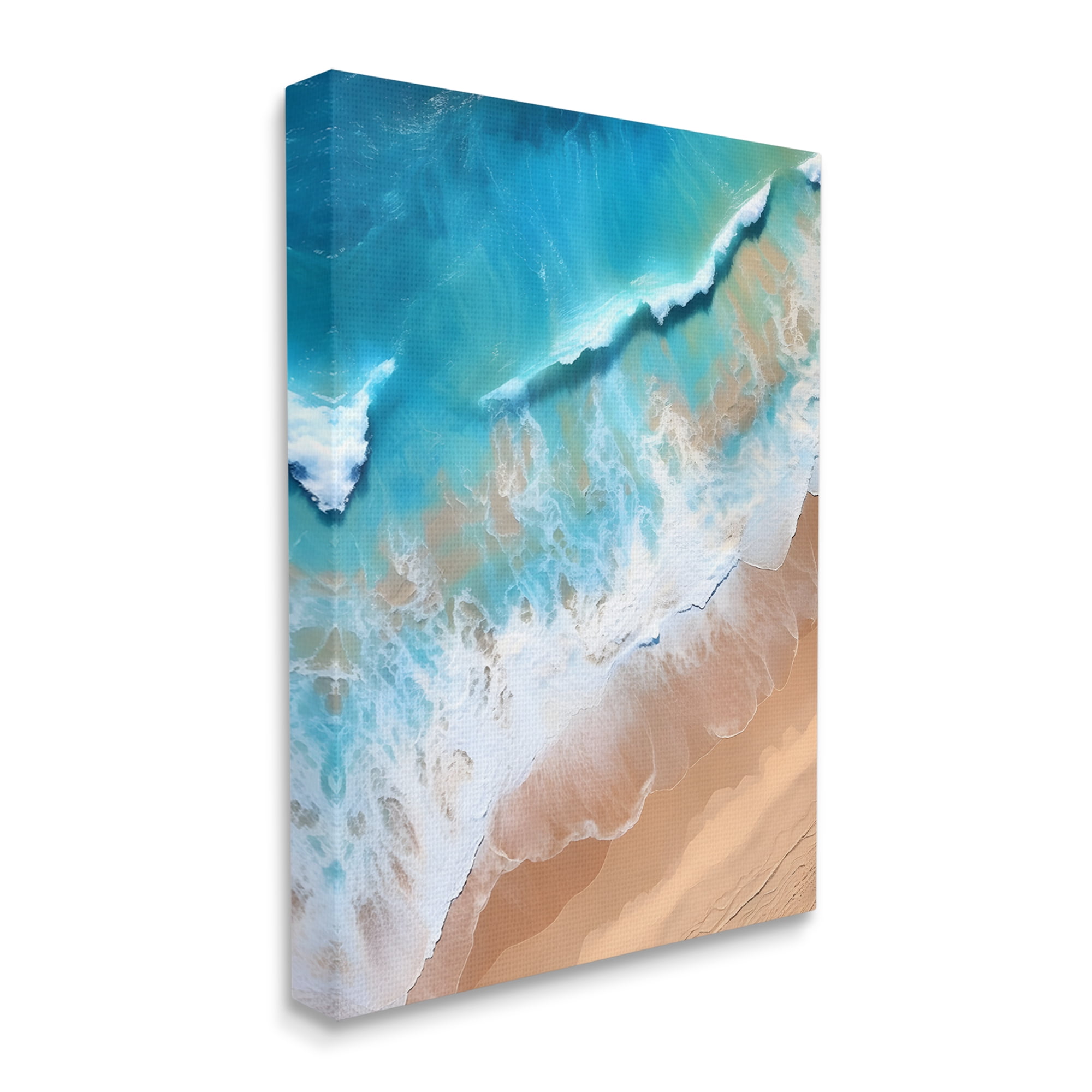 Stupell Industries Aerial Abstract Sea Waves Landscape Painting Gallery Wrapped Canvas Art Print Wall Art, 36 x 48