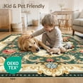 thumbnail image 4 of ODIKA 2'x3' Washable Doormat Non-Slip, Low Pile Deep Green Vintage Floral Elegance Ornate Damask with Intricate Scroll Motifs for Entryway, Kitchen, Laundry Room, 4 of 7