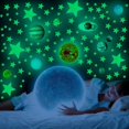 thumbnail image 3 of Pegatinas de pared de estrellas que brillan en la oscuridad para el techo, 525 unidades, autoadhesivas y extraíbles con planetas, estrellas y luna para niñas y niños., 3 of 5