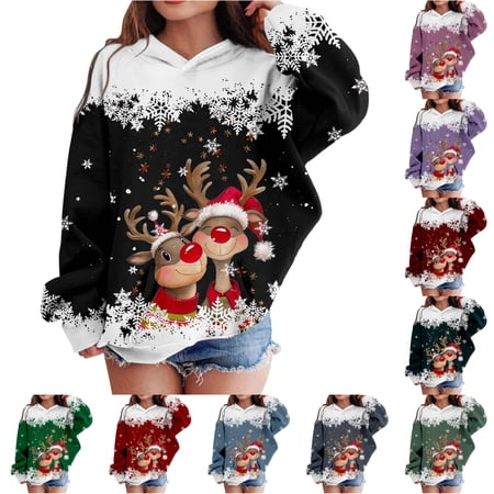 Children s Cartoon Deer Head Hooded Long Sleeved Sweatshirt for Boys and Girls (2Y 12Y) Youth Girls Clothes 10-11 Years