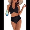 thumbnail image 3 of Traje de Baño de Dos Piezas con Control de Abdomen para Mujer, Bikini de Cintura Alta, 2025 Negro L, 3 of 8