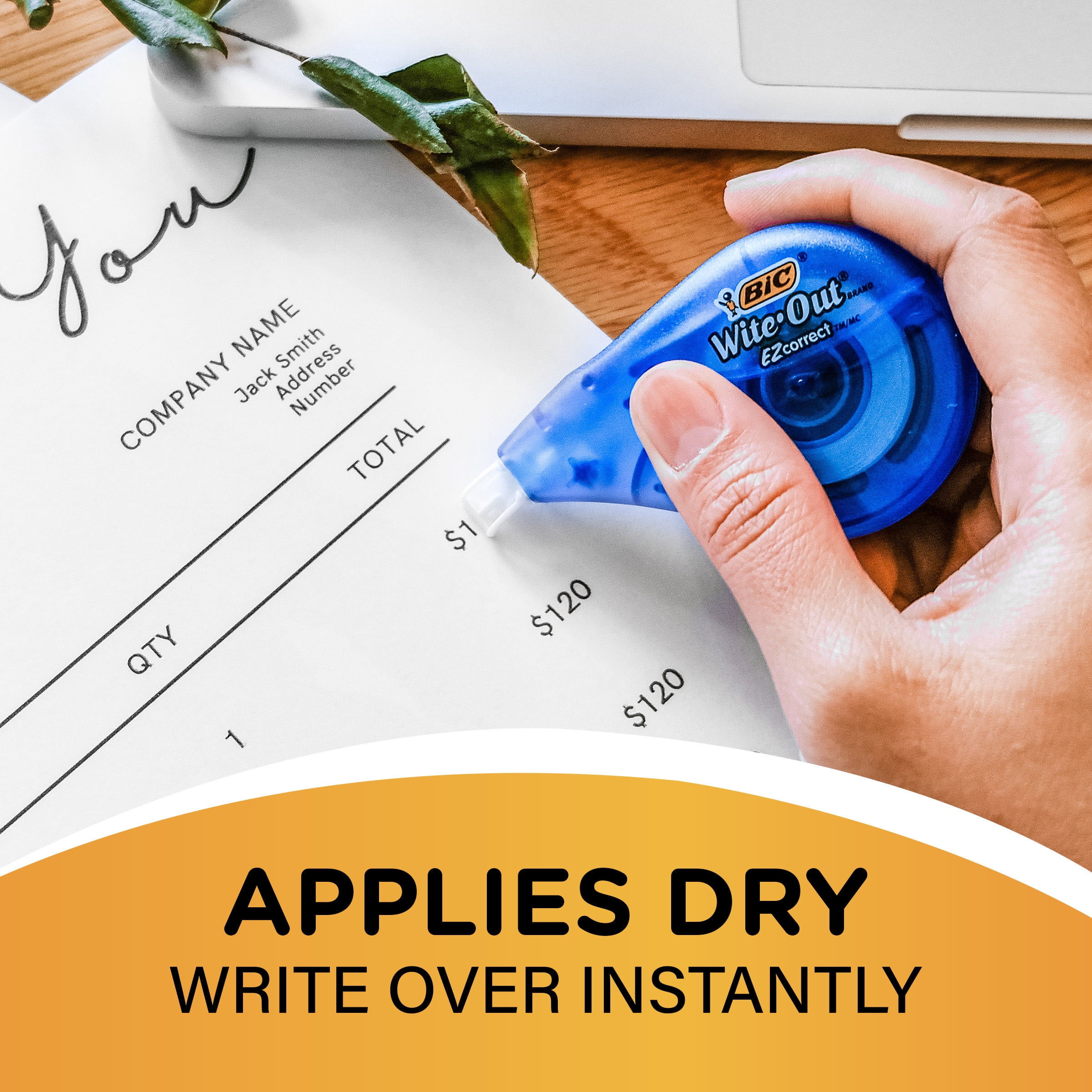 BIC Wite-Out EZ Correct Correction Tape, Writing Supplies, 39.3' Tape, White, 1-Count