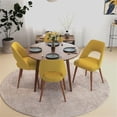 thumbnail image 3 of Hendrix 5-Piece Mid-Century Round Dining set w/ 4 Fabric Dining Chairs in Yellow, 3 of 6