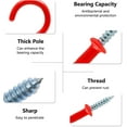 thumbnail image 3 of PHITUODA 10Pcs 2-Inch Cup Hooks Ceiling Hooks, Plastic-Covered Metal Screw-in Hooks, Red, 3 of 8