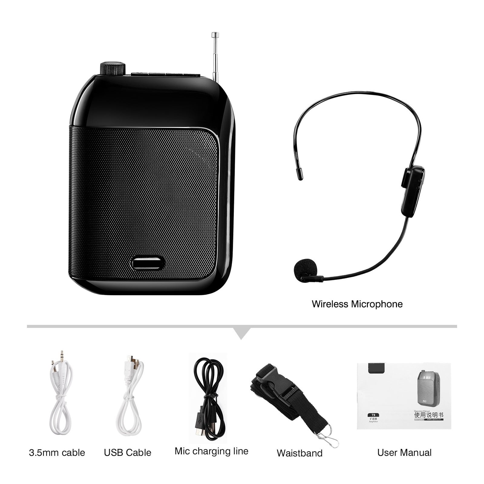 UHF Wireless Voice Amplifier Megaphone Mini Audio Speaker With Microphone Recharable Ultralight Loudspeaker ,Powerful Voice Amplifier