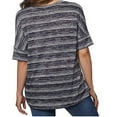 thumbnail image 2 of Calvin Klein Womens V-Neck Stripe Short Sleeve Tee Knitted T-Shirt (M, Peacoat), 2 of 2