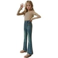 thumbnail image 5 of MQLKF Girls Casual Denim Pants High Waisted Wide Leg Jeans With Pocket Casual Loose Cozy Girl Children's Trousers, 5 of 9