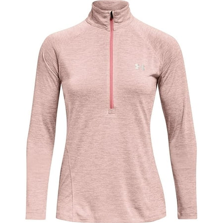 Under Armour Womens Tech Twist Zip Long-Sleeve Pullover Pink Clay 663/Metallic Silver Large