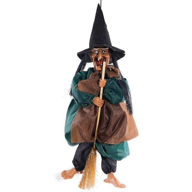Halloween Hanging Animated Talking Witch Props Laughing Sound Control Decor Toy