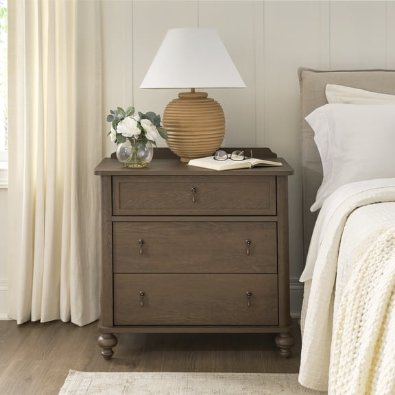 My Texas House Hartwell 3 Drawer Nightstand, Heritage Oak