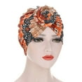 thumbnail image 1 of Femmes Tête Foulard Multicolore Spirale Turban Cap Feuille Impression Coiffure Couverture Coiffure, 1 of 6