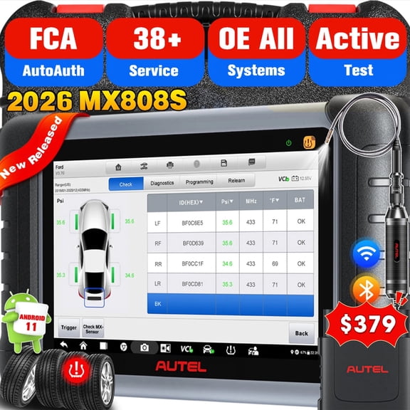 2026 Autel Scaner MX808S Car Diagnostic Scan Tool, Bidirectional Tool Same as MK808S, All System Diagnoses, Active Tests, 28  Services FCA AutoAuth