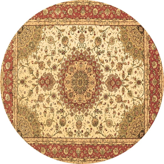 Ahgly Company Indoor Round Medallion Brown Traditional Area Rugs, 8' Round