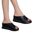 thumbnail image 4 of Sandales à Talon Compensé Plateforme d'Été pour Femmes Sandales en Cuir Confortables Bout Ouvert Compensées, 4 of 6