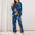 thumbnail image 2 of Balery Dinosaur In Space Conjunto de Pijama con Estampado para Mujer, Conjunto de Dos Piezas con Manga Larga, Ropa de Dormir Suave con Bolsillos, Pijamas Cómodos-Large, 2 of 7