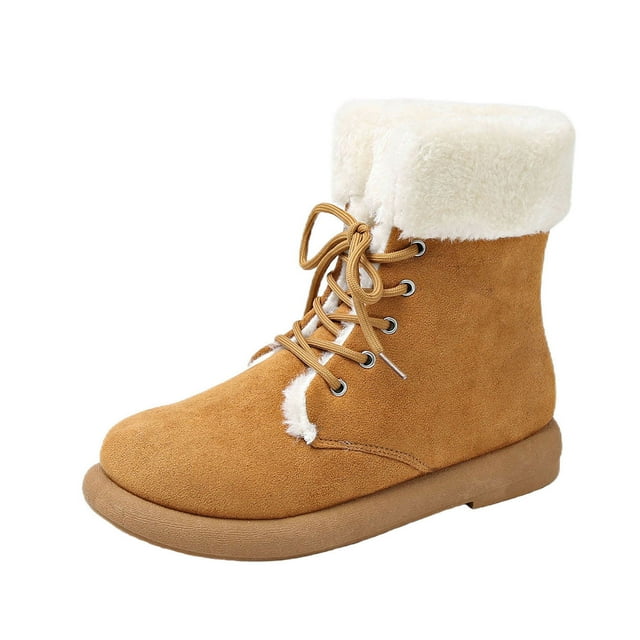 Bottes de Neige Mode Marron Bout Rond Design à Lacets Talon Bas Bottines Confortables pour Activités Extérieures Légères pour Loisirs Construction Durable
