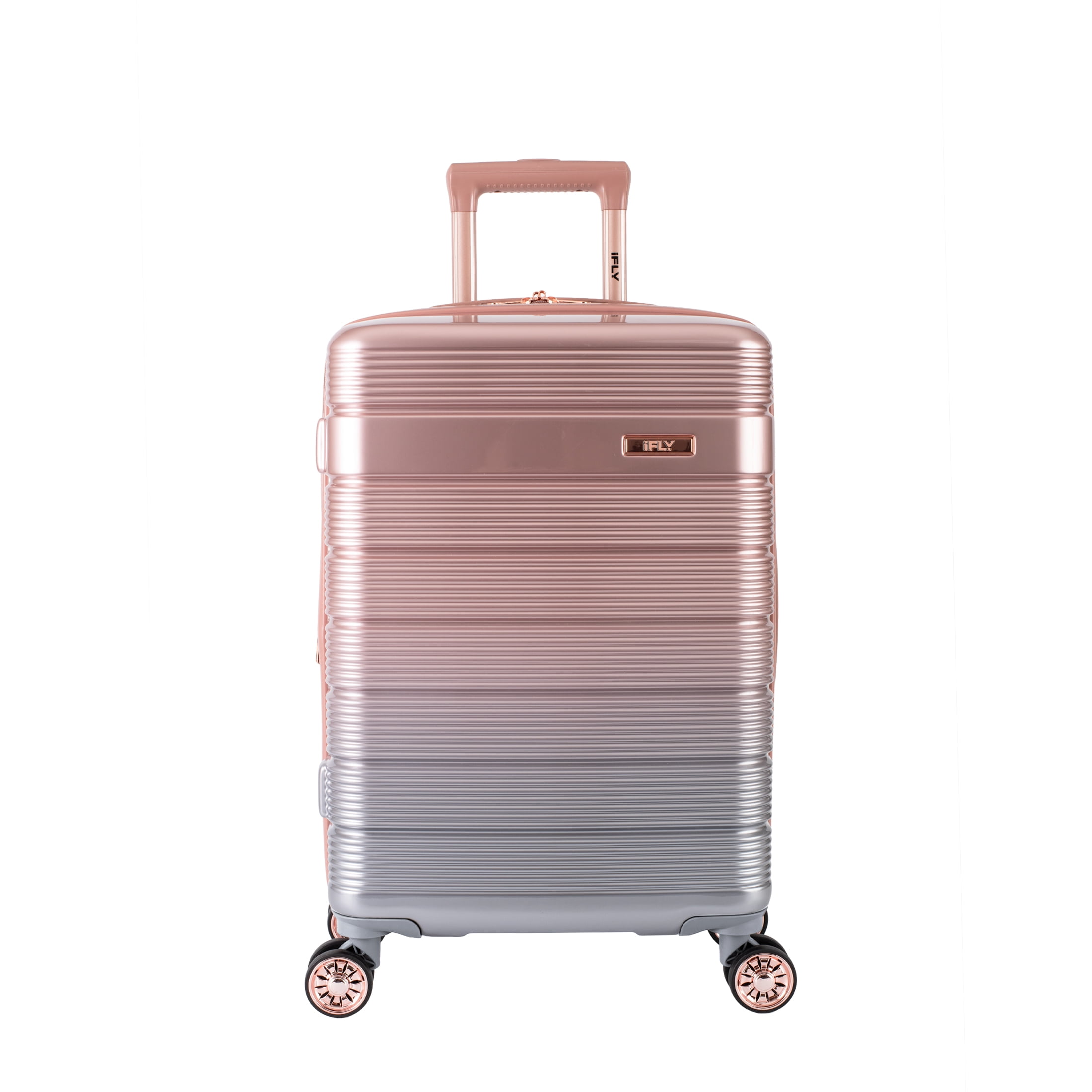 iFLY Spotlight 24" Medium Checked Hardside Luggage – Rose Gold Ombre