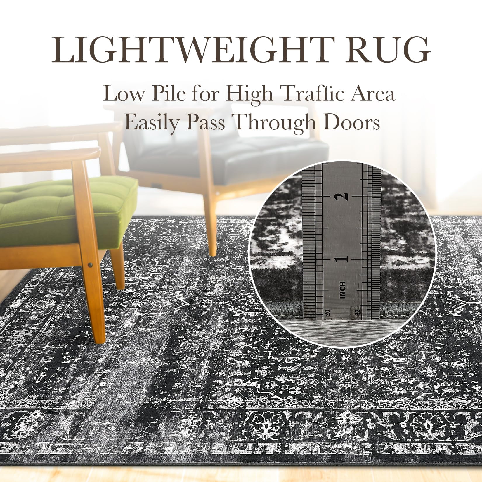 Rugs for Living Room,Living Room Rug，Rug Washable Rug for Bedroom Vintage Rug Non Slip Large Area Rug Oriental Soft Throw Rugs Low Pile Stain Resistant Carpet for Office Nursery Dining Room