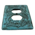 thumbnail image 4 of Set of 2 Western Tooled Floral Turquoise Wall Double Receptacle Outlet Plates, 4 of 8