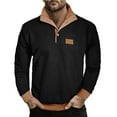 thumbnail image 2 of YLSDY Mens Corduroy Sweatshirt, Cozy Thermal Lightweight Fleece Lined Stand Collar Long Sleeve No Hood Fall Fashion Top Black S, 2 of 8