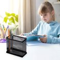 thumbnail image 6 of YIMWNYI Metal Mesh Pen Storage Box, Compact Desk Organizer for Office Supplies, Wall-Mounted or Desktop Storage for Pens, Pencils, Makeup Brushes, and Small Items, Space-Saving Design, 6 of 8
