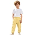 thumbnail image 3 of CUZIBR Girls Toddler Summer Pants Elastic Ankle Jogger Pants With Cute Patch Side Pockets Solid Color Loose Lightweight Outdoor Play Beach Trousers For Kids,Yellow,6-7 Years, 3 of 8