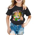 thumbnail image 4 of MIXUE Toddler Girls Tops & T-Shirts Easter Bunny Round Neck Short Sleeve Casual Solid Color Tops Pullover Tee Shirts Streetwear,Black,3-4 Years, 4 of 4