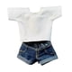 thumbnail image 1 of Disfraz informal de top y pantalones cortos vaqueros, estilo retro, a la moda, para cosplay, a escala 1/12 pantalones azules, 1 of 9