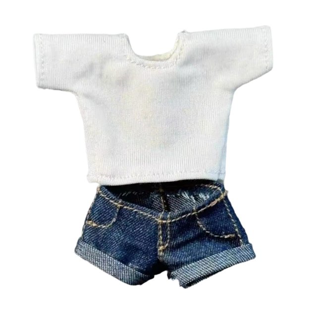 Figura 1/12 Camiseta Pantalones cortos vaqueros Moda Casual Suéter Top Disfraz Vístete para pantalones azules