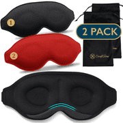 ComfiTime Memory Foam Sleep Mask - 2Pack 100% Blackout 3D Eye Mask for Sleeping, Eye Covers for Men & Women, Contour Blindfold with Nose Baffle for Adult, Soft Travel Eye Blinders Night Mask