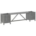 thumbnail image 1 of vidaXL Garden Bench with 2 Planters 150cm Solid Acacia Wood Grey, 1 of 4