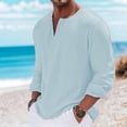 thumbnail image 2 of LIaqionyy Shirts for Mens V Neck Casual Long Sleeve Tops Breathable Fashion Summer Vacation Shirt Clothes, 2 of 6
