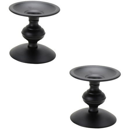 Worgeous 2pcs Decorative Candle Holder Simple Candlestick Creative Iron Candle Plate Decor