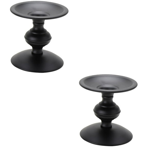 Worgeous 2pcs Decorative Candle Holder Simple Candlestick Creative Iron Candle Plate Decor