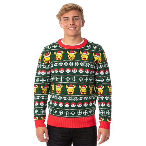 Pokemon Men's Santa Pikachu Holiday Fair Isle Ugly Christmas Sweater