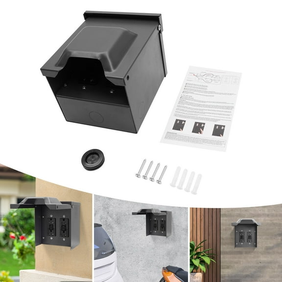 Miumaeov Electrical Outlet Box Outdoor Electrical Outlet Box Waterproof Outlet Box AC125V Black