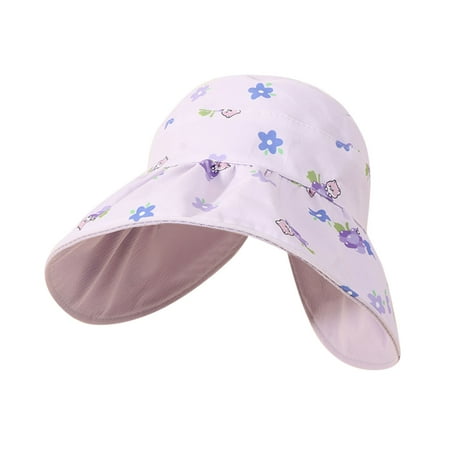 

MPWEGNP Kids Adjustable Chin Strap Sun Hats Summer Spring Foldable Roll Up Wide Brim Hat Cute Cartoon Outdoor Beach Ponytail Bucket Cap Little Kid Cowboy Hat Bunny Hat Kids
