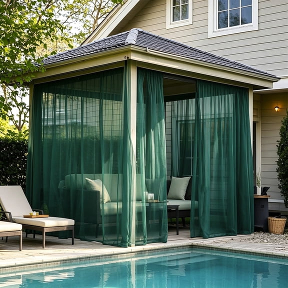 Outdoor Rod Pocket Curtains, 63x106 inch Fade Resistant Patio Drapes for Pergola Gazebo Porch Cabana, Waterproof Privacy Panel for Outside Garden Sunroom