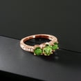 thumbnail image 3 of Gem Stone King 2.02 Ct Oval Green Peridot Green Chrome Diopside 18K Rose Gold Plated Silver Moissanite Ring (Size 7), 3 of 4