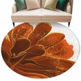 thumbnail image 2 of Burnt Orange Round Area Rug 7 FT, Non Slip Living Room Area Carpet, Sparkle Gold Stained Floral Flower Art Washable Soft Circular Rug Non-Shedding Floor Carpet for Bedside Office Play Room Classroom, 2 of 9