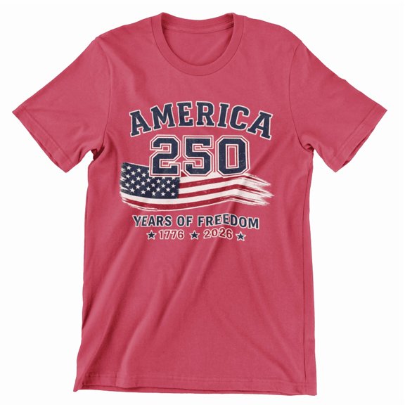 2America 250 Years of Freedom Patriotic T-Shirt for Men & Women, Vintage USA Flag Graphic Tee, Independence 1776-2026 Shirt