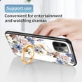 thumbnail image 2 of Compatible with iPhone 13 Pro Max Flower Pattern Case with Ring Glossy Ring Finger Grip Kickstand Holder Stand Bling Diamond Luxury Glitter Protection Fashion Shockproof Case for Girls Women, 2 of 11