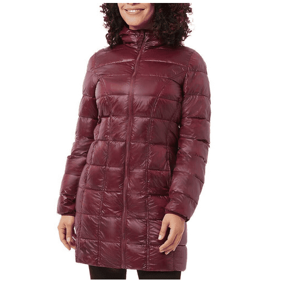Aventure Ladies' 3/4 Length Puffer Jacket Coat, Maroonish, Medium