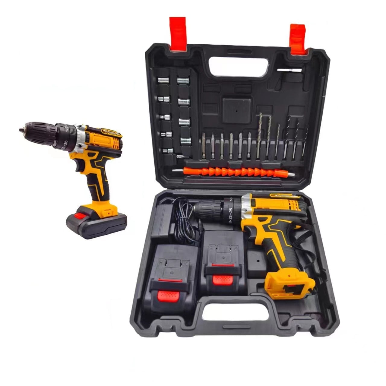 21V Cordless Drill Set with 27-Piece Tool Kit – 1500mAh Li-ion Battery, 30 Torque, Adjustable Speed for Home Repair, DIY, and Crafts