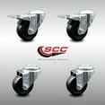 thumbnail image 2 of 3.5 Inch SS Hard Rubber Swivel Bolt Hole Caster Set with 2 Total Lock Brakes SCC, 2 of 2