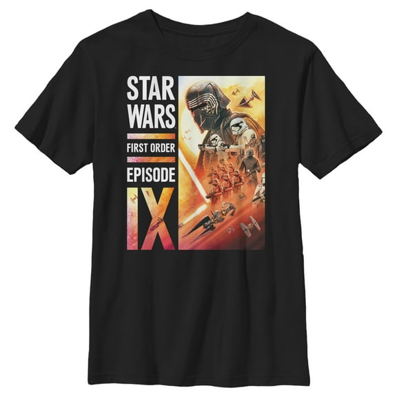 Boy's Star Wars: The Rise of Skywalker First Order Glow  Graphic Tee Black Medium