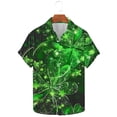thumbnail image 2 of Ceisia Men's St. Patrick's Day Firework Starlight Clover Print Stretch Short Sleeve Shirt Dark Gray M Gifts, 2 of 5