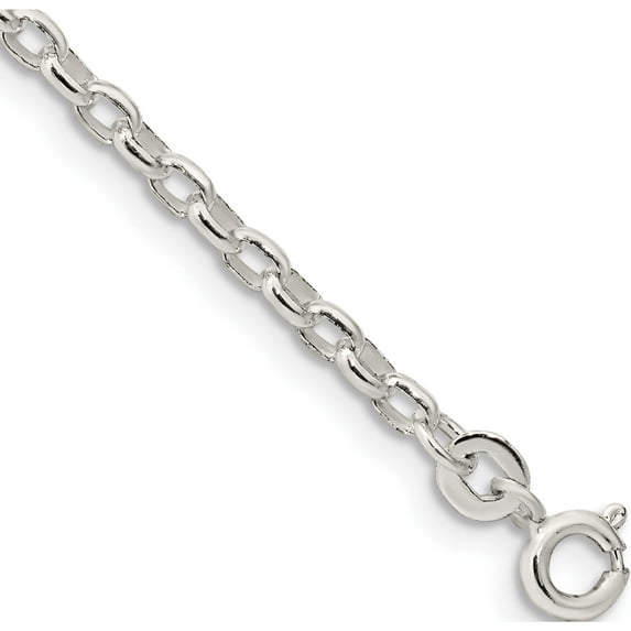 Sterling Silver 2.75mm Oval Fancy Rolo Chain (7 X 2.75) Made In India qfc194-7